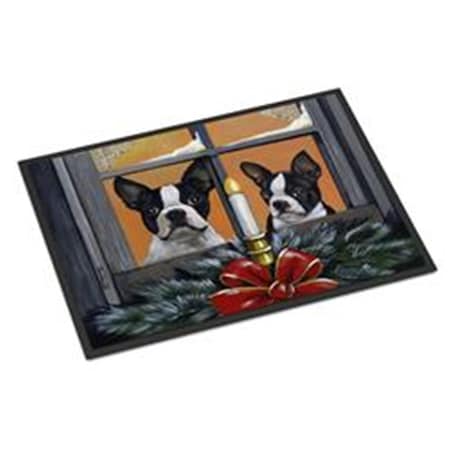 Carolines Treasures 24 x 36 in. Boston Terrier Looking for Santa Christmas Indoor or Outdoor Mat PPP3248JMAT